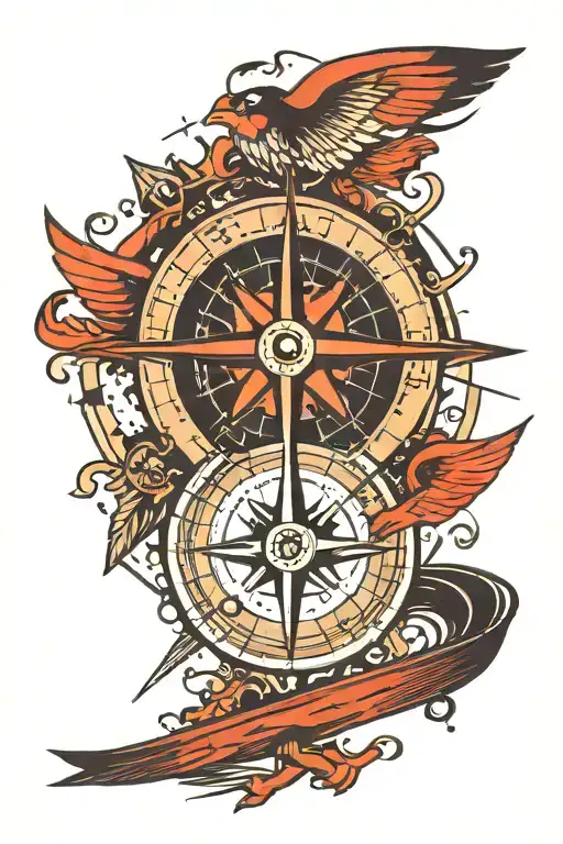 Compass With Plane Flying Away