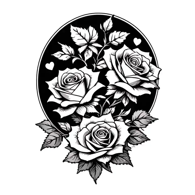 Roses And Hearts Surrounded