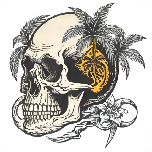Palm Tree Growing Out Of A Skull
