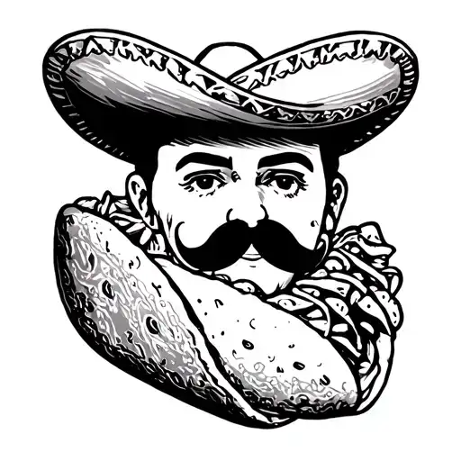 Taco With A Moustache Wearing A Sombrerero