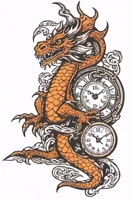 A Dragon And A Small Clock