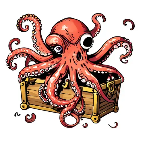 Octopus And Treasure Chest