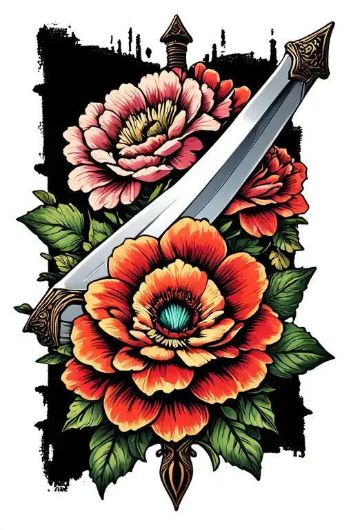Flowers With A Sword Piercing