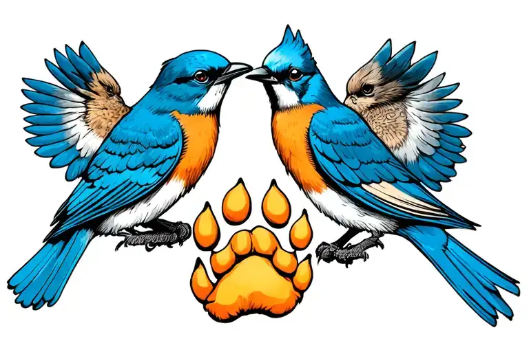 Bluebirds Holding Dog Paw