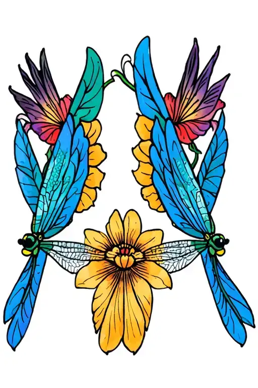 Floral With Dragonflies