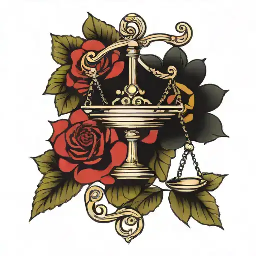 Flowers With Libra Scale Unbalanced Scales Weighing