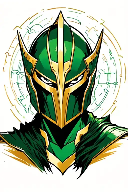 Loki Marvel's Helmet And Green Tones With The Multiverse Lines