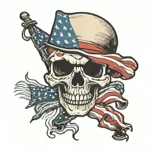 Skull With Us Flag Waving Typography No Fucks Given