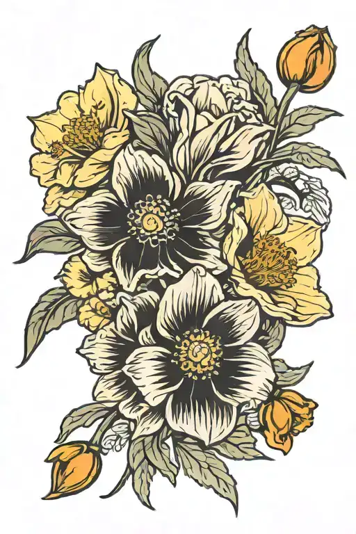 Combining Poppy Flower And Narcissus Flower