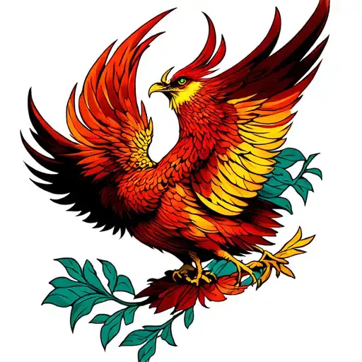 Phoenix Bird On The Wrist Of A Female Hand