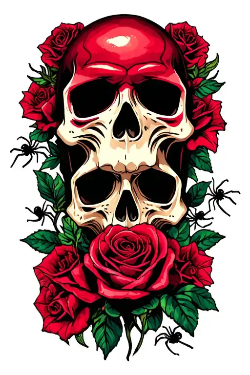 Emo Skulls With Spiders And Roses With Filling Showing