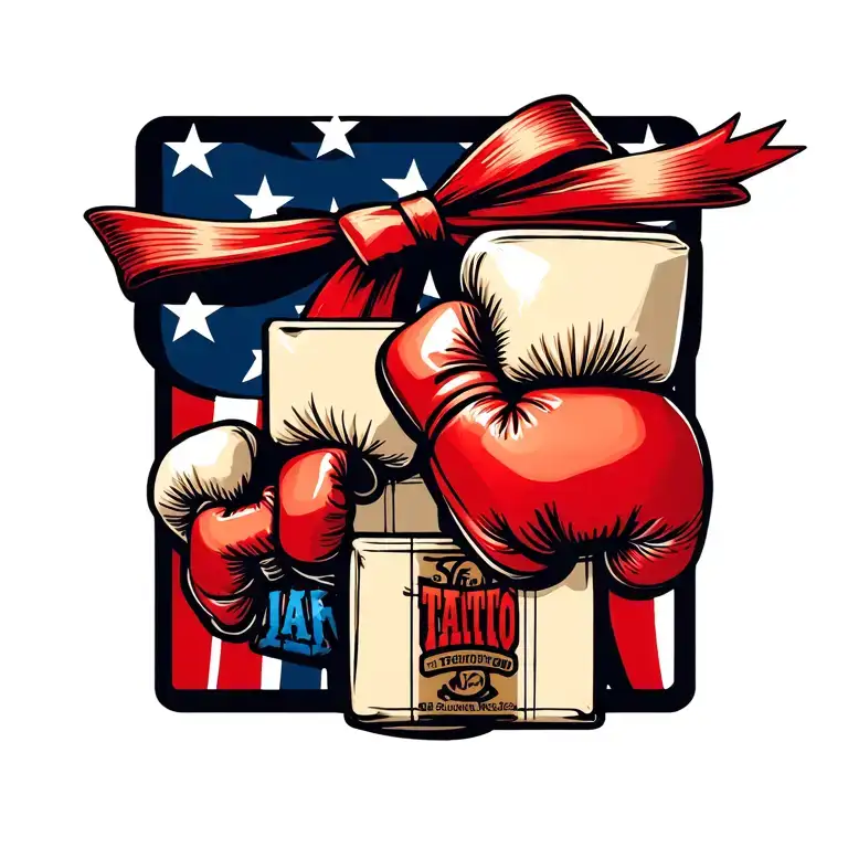 Bow With Boxing Gloves And 3 Box Children On The Gloves