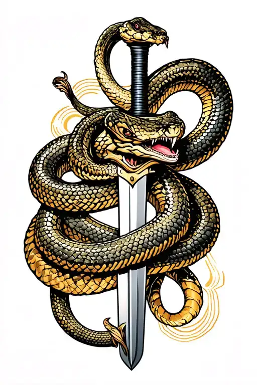 Snake Wrapped Around Sword
