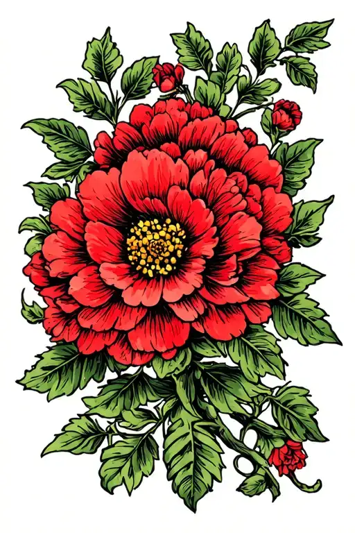 Mums Flower Intertwined Vines Crimson Red Sleeve