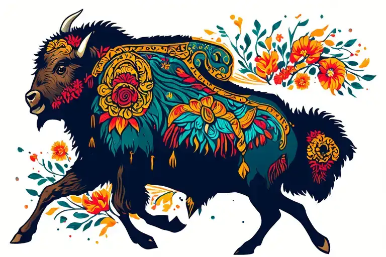 Colorful Bison Running