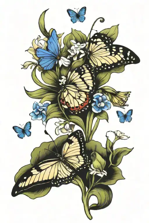 Bluebells And Butterflies Surrounding