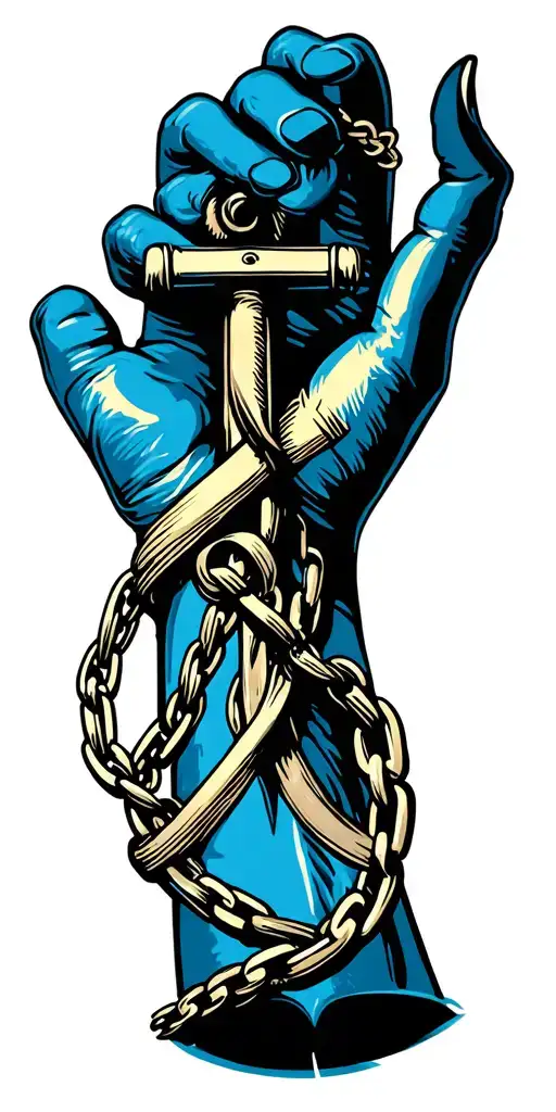 Anchor On The Hand With The Chain Around The Arm