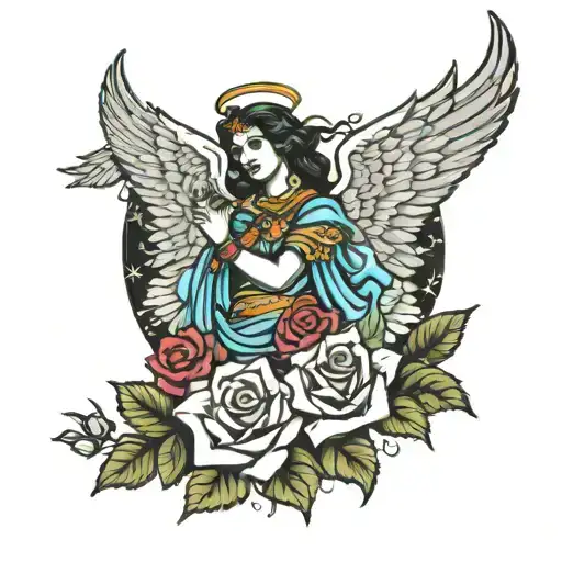 Shruti With Roses And Angels Flying