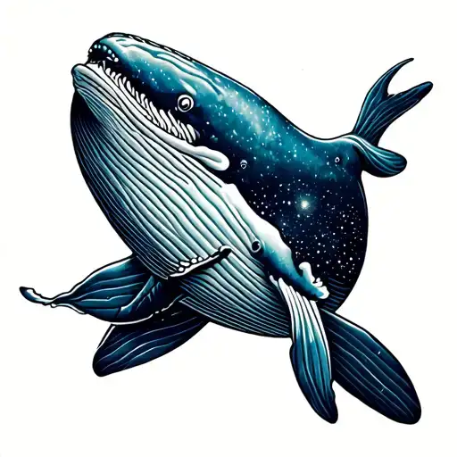 Whale Swimming Through A Galaxy