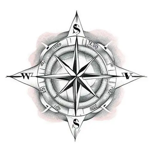 A Compass Intertwined With A Latin Phrase About Love