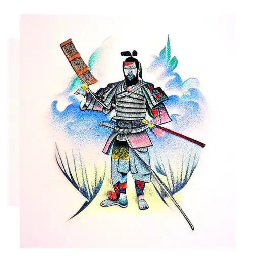 Samurai Warrior In A Garden