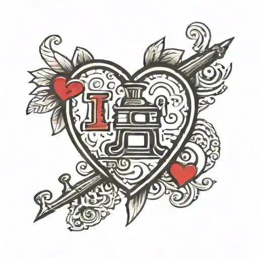 I Heart Rail Roads Spelled Inside Of A Traditional Heart