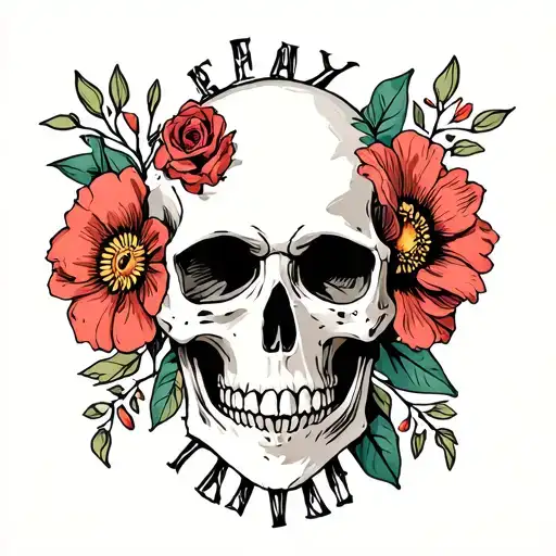 Skull And Flowers