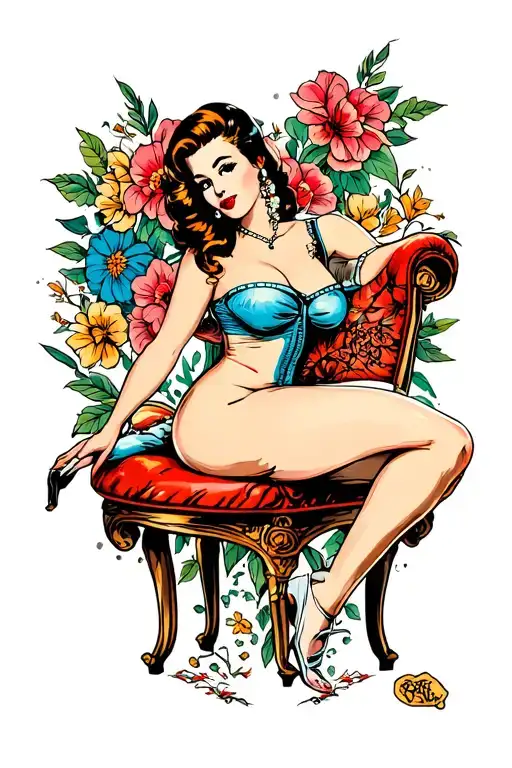 Pinup Girl Sitting