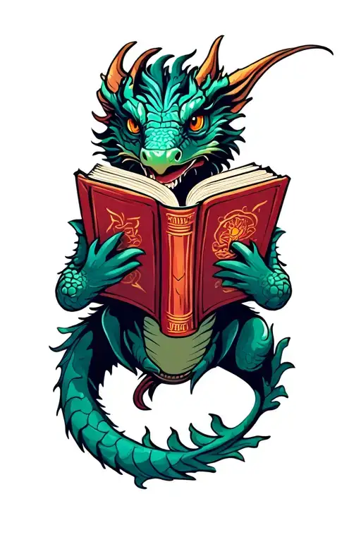 Book Dragon Reading Books