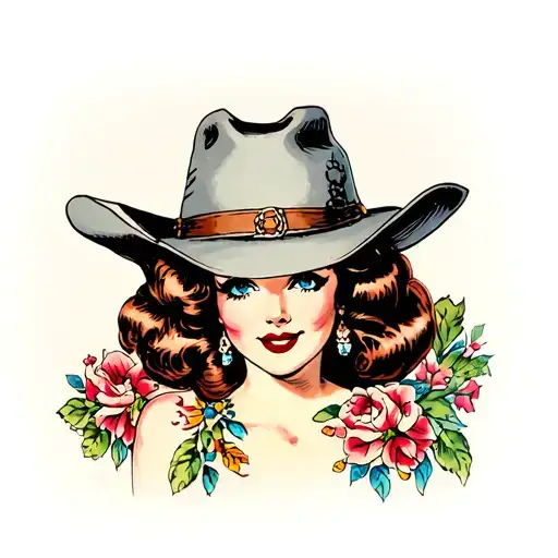 Pinup Girl With Cowboy Hat