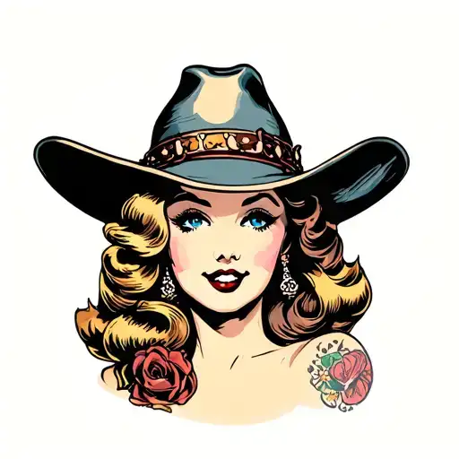 Pinup Girl With Cowboy Hat