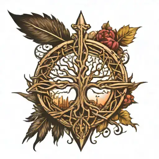 Yggdrasil With Odin's Spear Gungnir Up Through The Center Of It