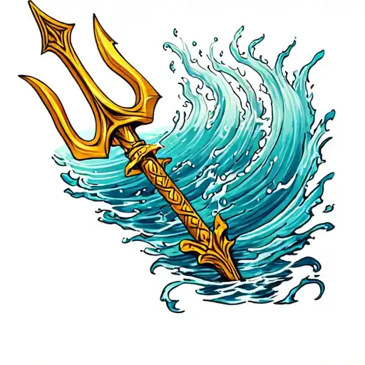 Poseidon's Trident Surrounded By Water