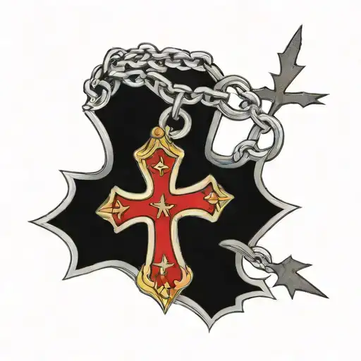 Cross Wrapped In Dog Tags And Name Spot