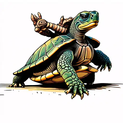 A Turtle Going Over A Hurdle