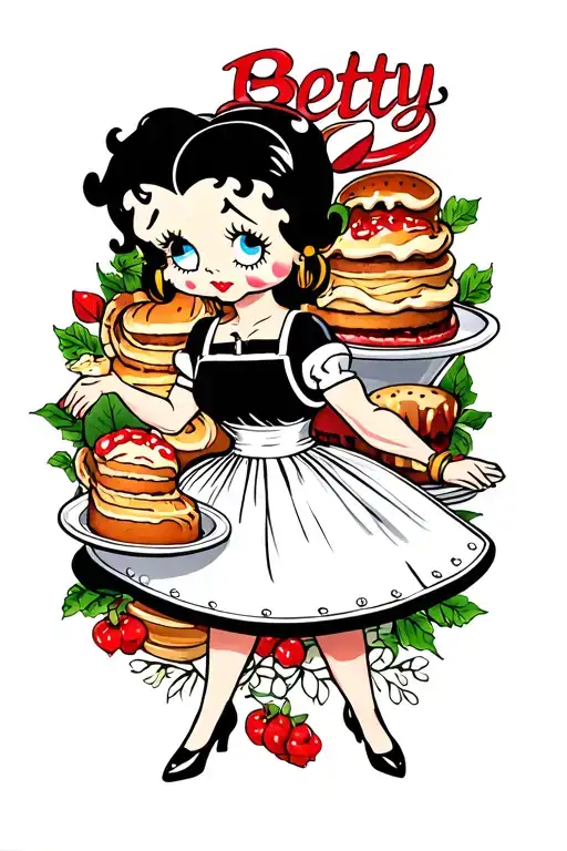 Betty Boop Wearing An Apron Surrounded By Baking