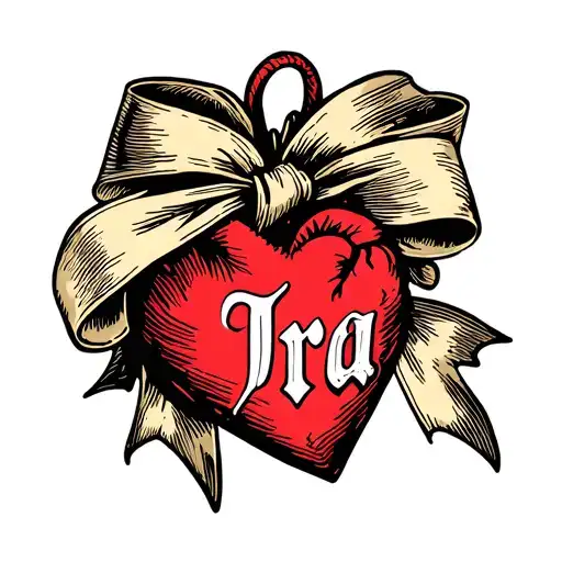 Heart Tied With A Ribbon With The Inscription Ira