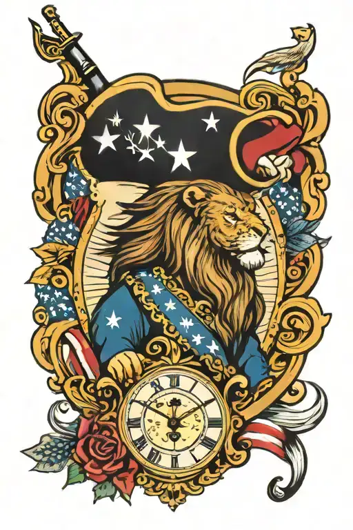 Failure Lion Patriot Patriotic 1776 1969 Success Love Clock Sleeve Musket