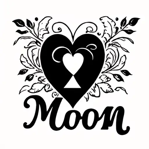 Traditional Mom Heart Tattoo With Mom Spelled As Moom