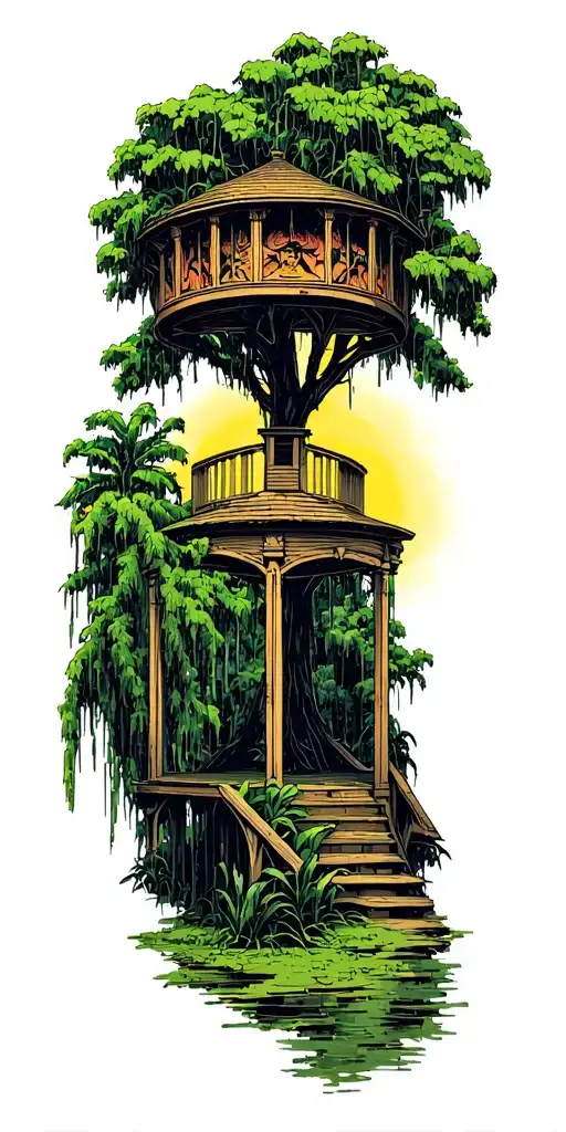 Trippy Spanish Moss Scene With A Pavillion Inspired By The Spirit Of The Suwanee Music Park