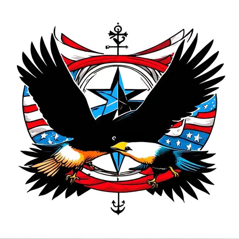 2 Swallows With A Nautical Star In The Middle