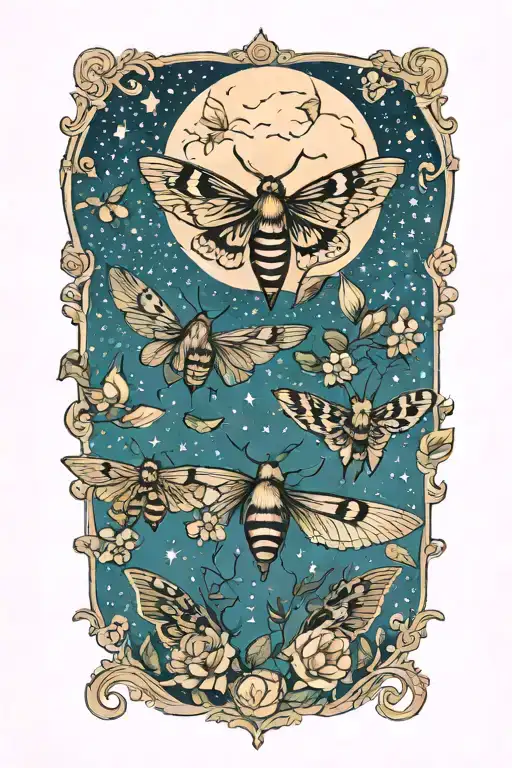 Moths And Full Moon Shining