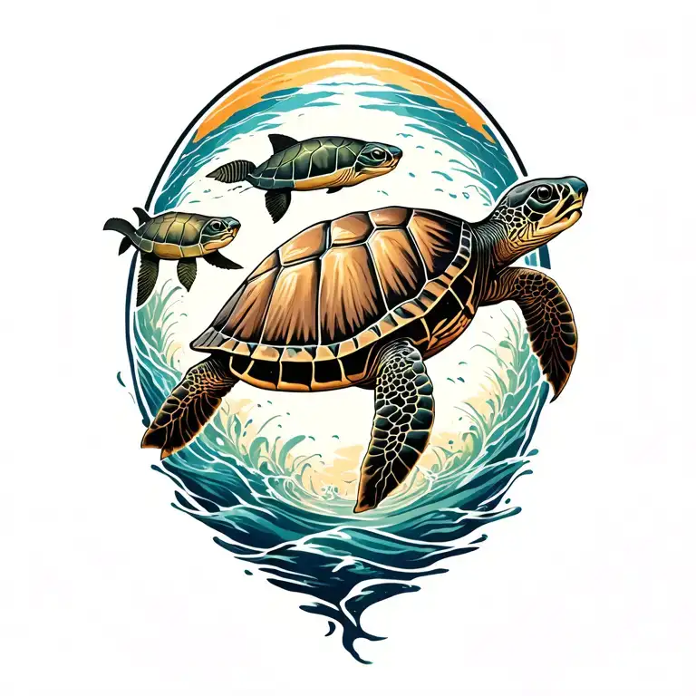 Turtles Swimming In The Ocean