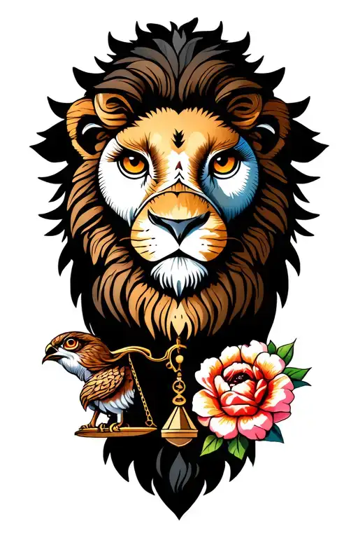 Stoicism Lion And Owl And Scales And Flower