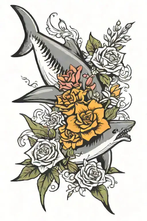 Shark And Flowers