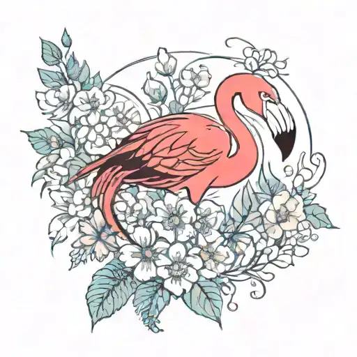 Flamingo Made From Flowers Wearing Sunglasses