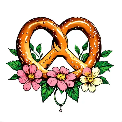 Pretzel With Flowers Surrounding