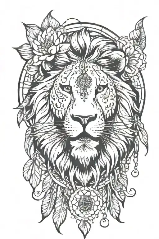 Lion Head With Lotus Flower Dreamcatcher