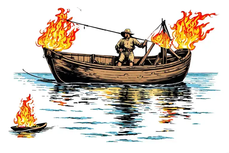 Burning Fishing Panga Boat