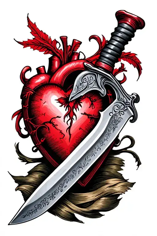 Knife With A Heart And A Picture Of Lilith Inside The Heart